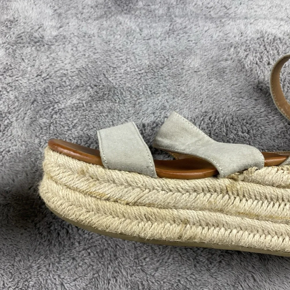 American Eagle Espadrille Platform Sandals  Womens Size 7 Faux Suede Beige